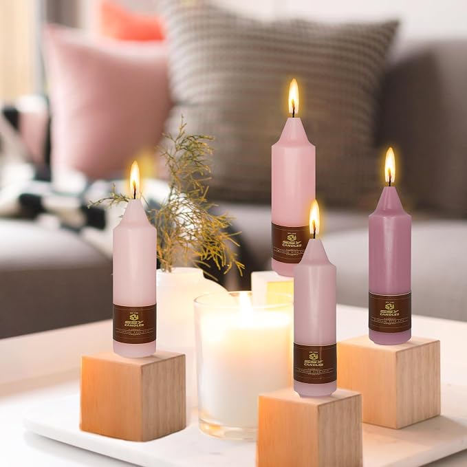 4 PCS Taper Candles Gradient Pink Taper Candlesticks 5 inch Short Candle Sticks for Dinner Household Wedding Party Home Décor Candlesticks