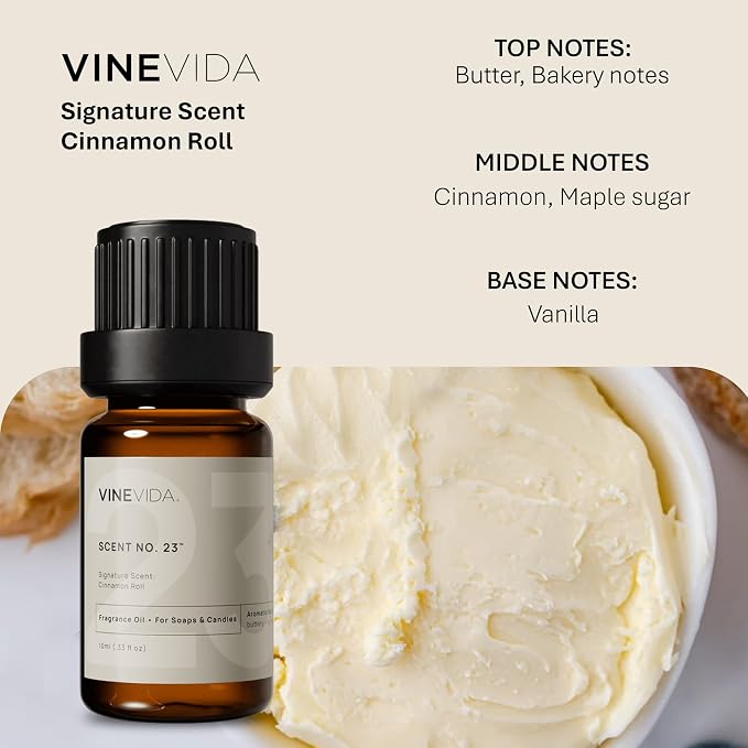 VINEVIDA [0.33oz] Cinnamon Roll Fragrance Oil for Candle Making and Soap Making - Premium Candle Scents for Soy Candles