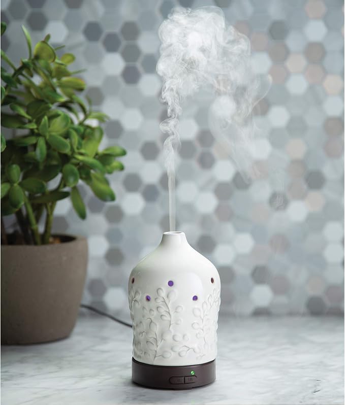 Airome Willow Medium Essential Oil Diffuser|100 mL Humidifying Ultrasonic Aromatherapy Diffuser 8 Colorful LED Lights, Intermittent & Continual Mist, Auto Shut-Off