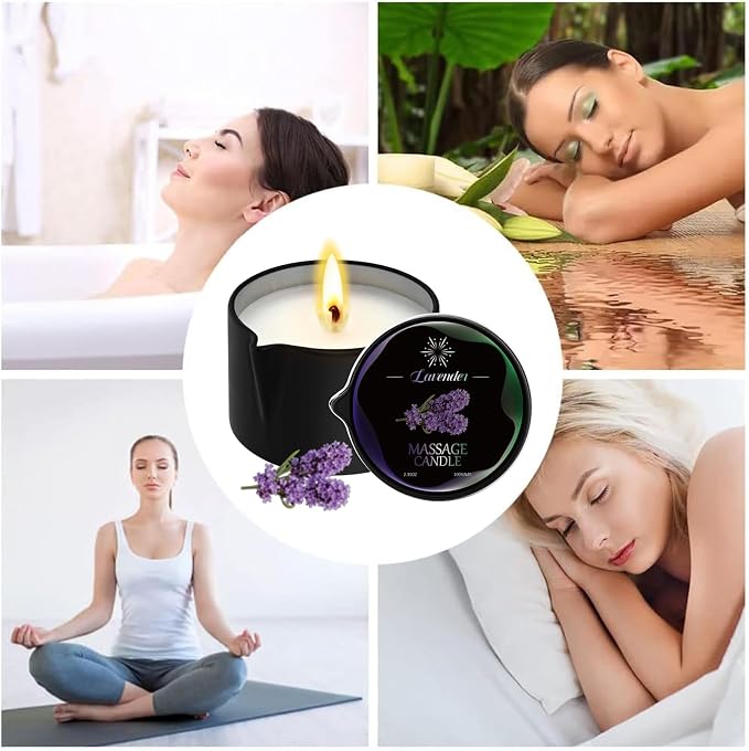 4 Pack Massage Candle Set, Low Temp Scented Massage Oil Candles, Soy & Coconut Oil Based Candles for Home Spa Relaxation