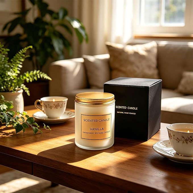 Vanilla & Orange Scented Candle, Vanilla Candle, Candles for Home Scented, Candles for Women, Natural Soy Wax, 7 OZ 40 Hours Burning