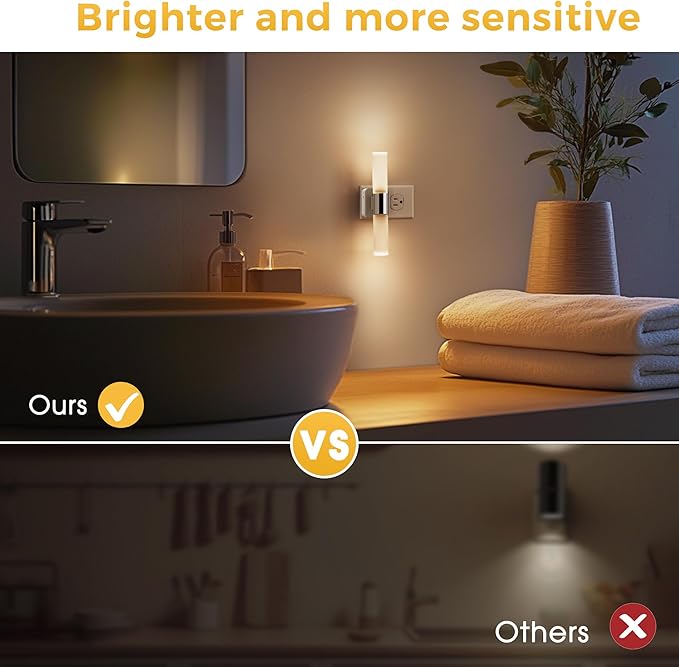 L LOHAS LED Night Light, 2 Pack Night Lights Plug into Wall, 3000K Soft White, 0-100LM Adjustable Brightness, 180° Rotating Plug in Night Light with Auto Light Sensor (Matte White)