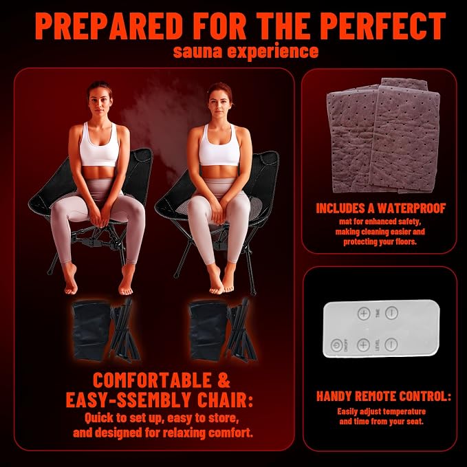 Luxury Portable Steam Sauna Tent for Home - 1500W Fast Heating Sauna Box with 3L Steamer Pot, Thermal Insulation Sweat Tent for Muscle Recovery - 2 Person