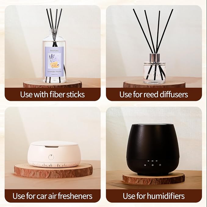 Lavender Honey Diffuser with 20 Black Fiber Sticks, 200ml (6.7 oz) Diffusers for Home Essentials Bathroom,Last up to 60 Days