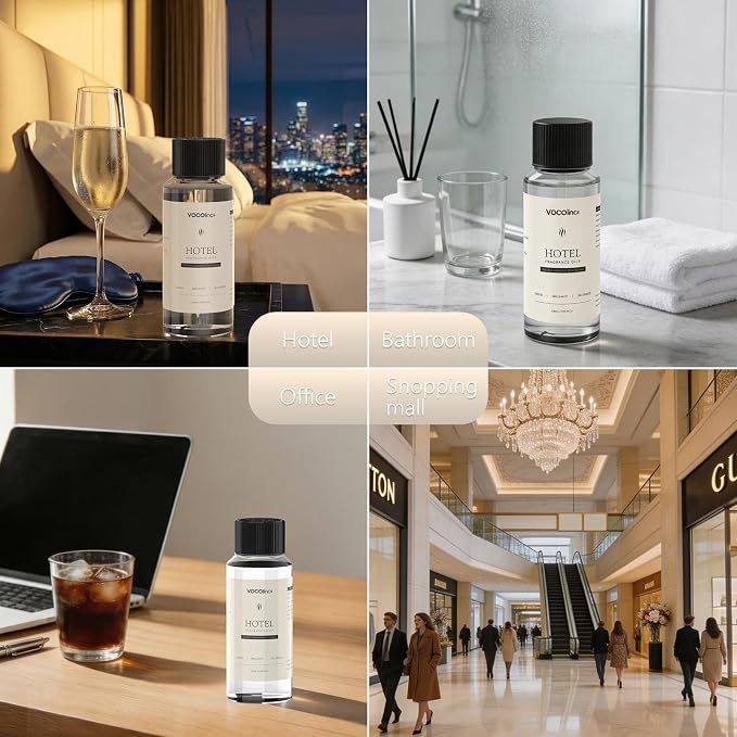 VOCOlinc Hotel Collection Diffuser Oil - Hilton - Inspired by Luxury Five Star Hotel Lobby Scent Oil for Waterless Oil Diffusers, Luxurious Scents of Citus, Lily of the Valley, and Oakmoss (4.06 OZ)