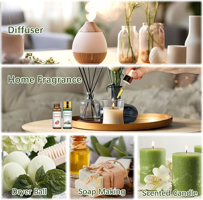 Essential Oils Set - 24 Pcs Essential Oil Kit for Diffuser, Aromatherapy, Massage, Skin Care, Soap & Candle Making - Premium Aromatherapy Diffuser Oils Set