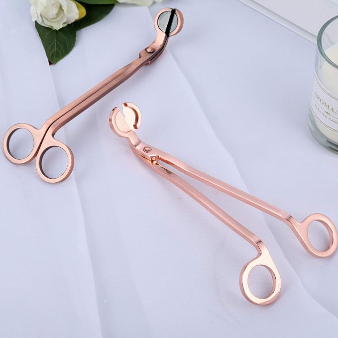 MUXSAM Candle Wick Trimmer, Wick Cutter, Steel Candle Scissor, Wick Clipper, Candle Shear Candle Care Tool for Scented Candle Lovers Gifts, Safely Remove Cut Wick Reduce Soot, Rose Gold