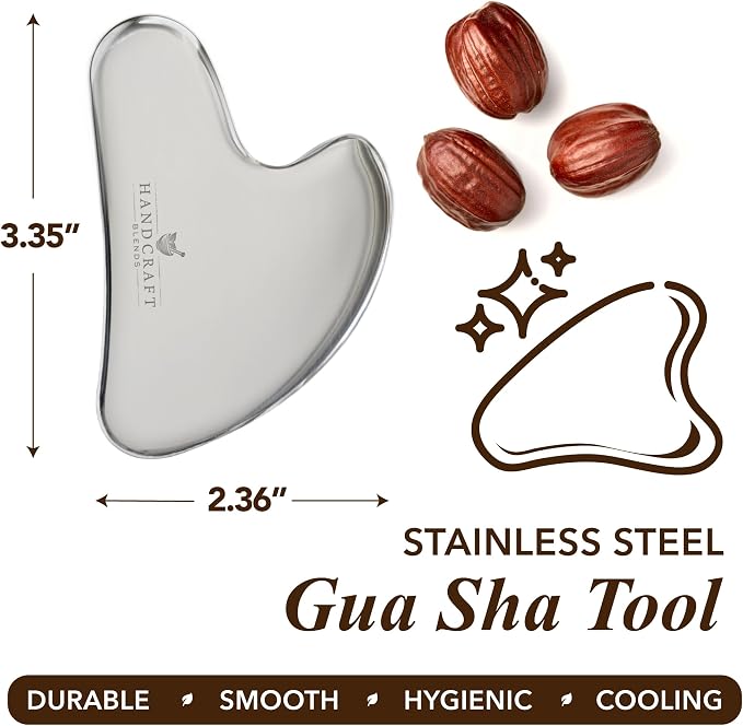 Handcraft Blends Jojoba Oil | with Stainless Steel Gua Sha | Ayurvedic Skin Care | Premium Grade Carrier Oil | Face | Skin | Hair | Massage | Cold-Pressed | Hexane-Free | 16 Fl Oz