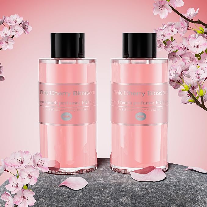 Amor Lyris 2 Packs Essential Oil Refill for Smart Car Air Freshener, 3.5OZ Car Diffuser Refill, Aromatherapy Perfume Refill (4-8 Months Use), Natural Plant Extracts, Pink Cherry Blossom