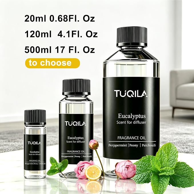 Eucalyptus Essential Oils 500ML Mint Revive Diffuser Scent Oil Purifying Bergamot & Patchouli for Waterless Diffusers, Spa-Grade Breathe Easy Aromatherapy for Home and Welness