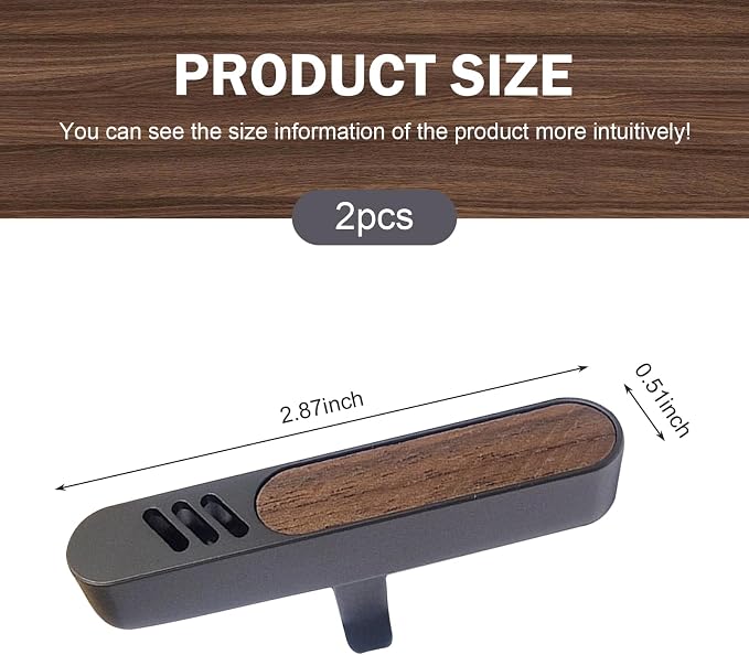 2 PCS Car Air Vent Clips, Distinctive Natural Walnut Grain Decoration with 6 PE Sticks, Anti-rust Outlet Diffuser with Anti-shake Back Clip, for Most Straight Outlet (Multicolored)