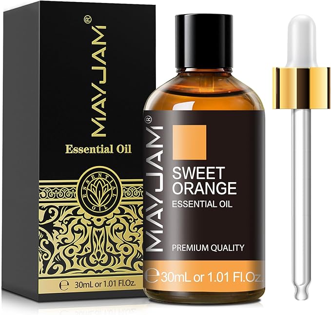 Sweet Orange Essential Oil 30ML/ 1.01FL.OZ, MAYJAM Pure Aromatherapy Sweet Orange Oil for Massage, Diffuser, Soap Making, Long Lasting Scents