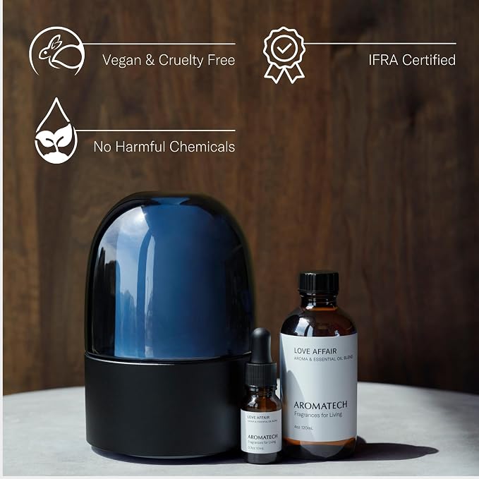 AromaTech Love Affair Aroma Essential Oil Blend: Luxury Hotel Inspired Aromatherapy with Jasmine, Saffron, Cedar & Amber for Ultrasonic Diffusers & Nebulizers (60 mL)