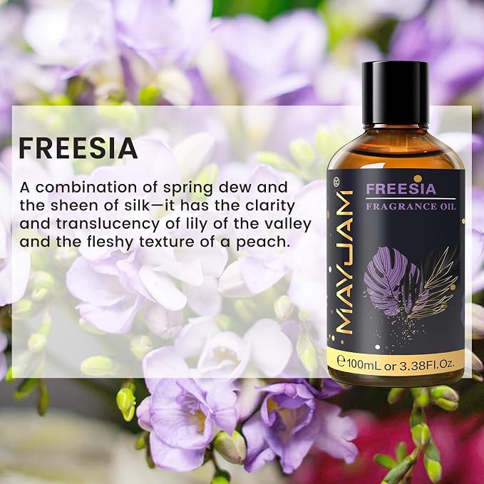 MAYJAM 100ML/3.38FL.OZ Freesia Fragrance Oils with Glass Dropper, Essential Oils for Diffusers for Home, Long Lasting Scented Oils for Diffusers Soap Candle Making