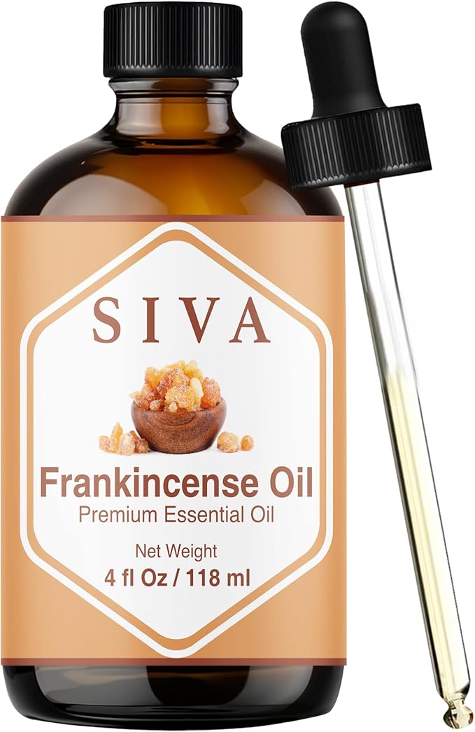 Siva Frankincense Essential Oil 4 Fl Oz – for Diffuser, Skin & Hair Care – Ideal for Aromatherapy, Massage & DIY Blends - with Dropper