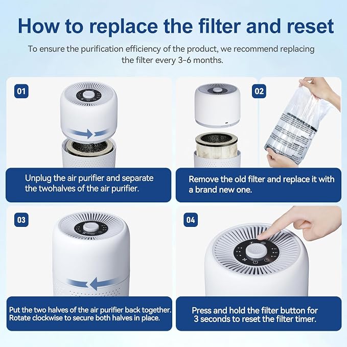 2 Pack YARIKI Air Purifiers for Bedroom with H13 True HEPA Filter,360° Air Intake,Essential Oil Diffuser,Night Light, 24dB Quiet Compact Air Purifier,P60