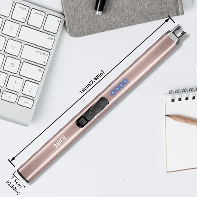 Electric Candle Lighter with Flashlight USB C Rechargeable Arc Lighters for Candles Windproof Plasma for Camping BBQ Stove Home Emergency with Safety Switch LED Battery Display