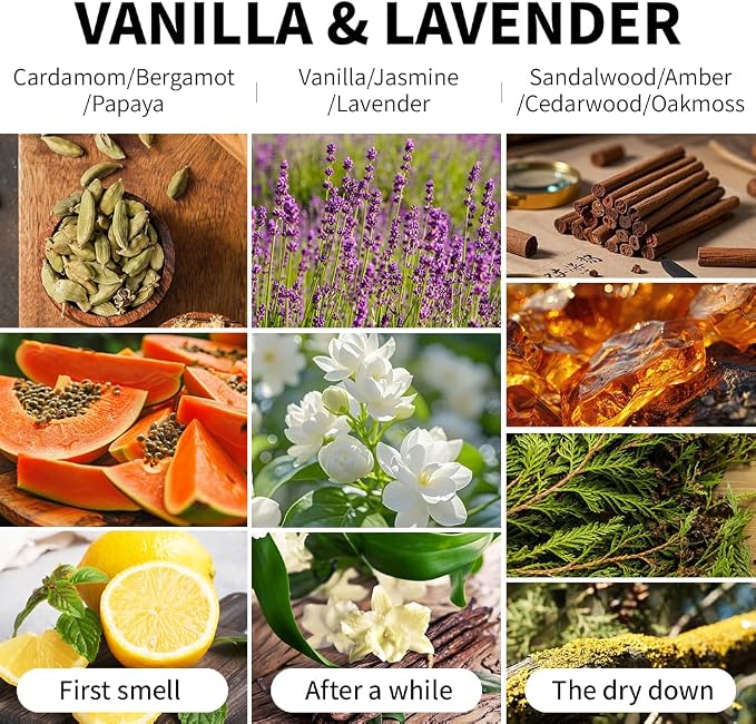 Vanilla Lavender Scented Candle 7oz Soy Wax Jar Candle Long Burning Aromatherapy Candle for Home Bedroom Gift for Women Men Housewarming New Home Gift