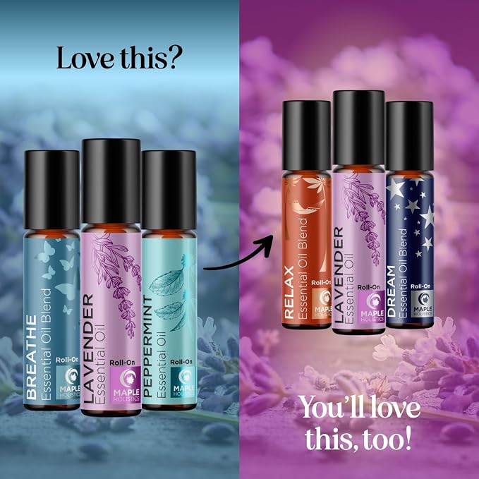 Headache Roll on Essential Oils - Aromatherapy Essential Oils Sets Variety Pack with Peppermint Clarify and Breathe Essential Oil Roll Ons - Fun & Cute Wellness Gift for Young Women Teens & Girls