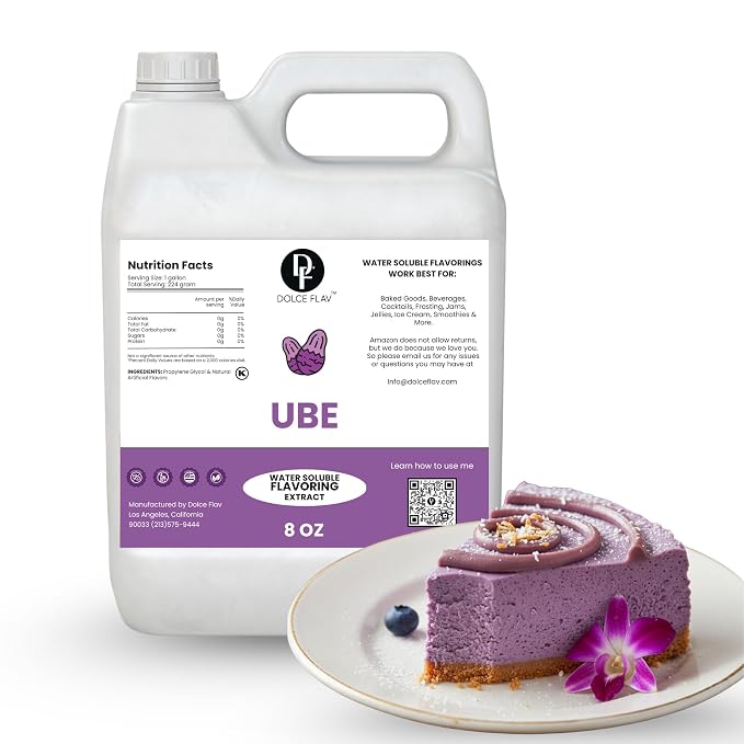 Dolce Flav Ube Purple Flavoring 8 oz – Bulk Ube Purple Extract for Ice Cream Manufacturing, Bakery & Foodservice