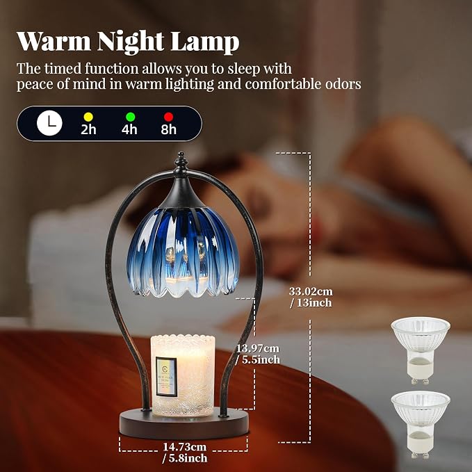 GOODBUY Candle Warmer Lamp with Timer Dimmable: Electric Candle Warmer Birthday Gifts for Women Mom - Candle Lamp Warmer House Warming Gifts New Home Decor - Wax Warmer for Jar Candles with 2 Bulbs