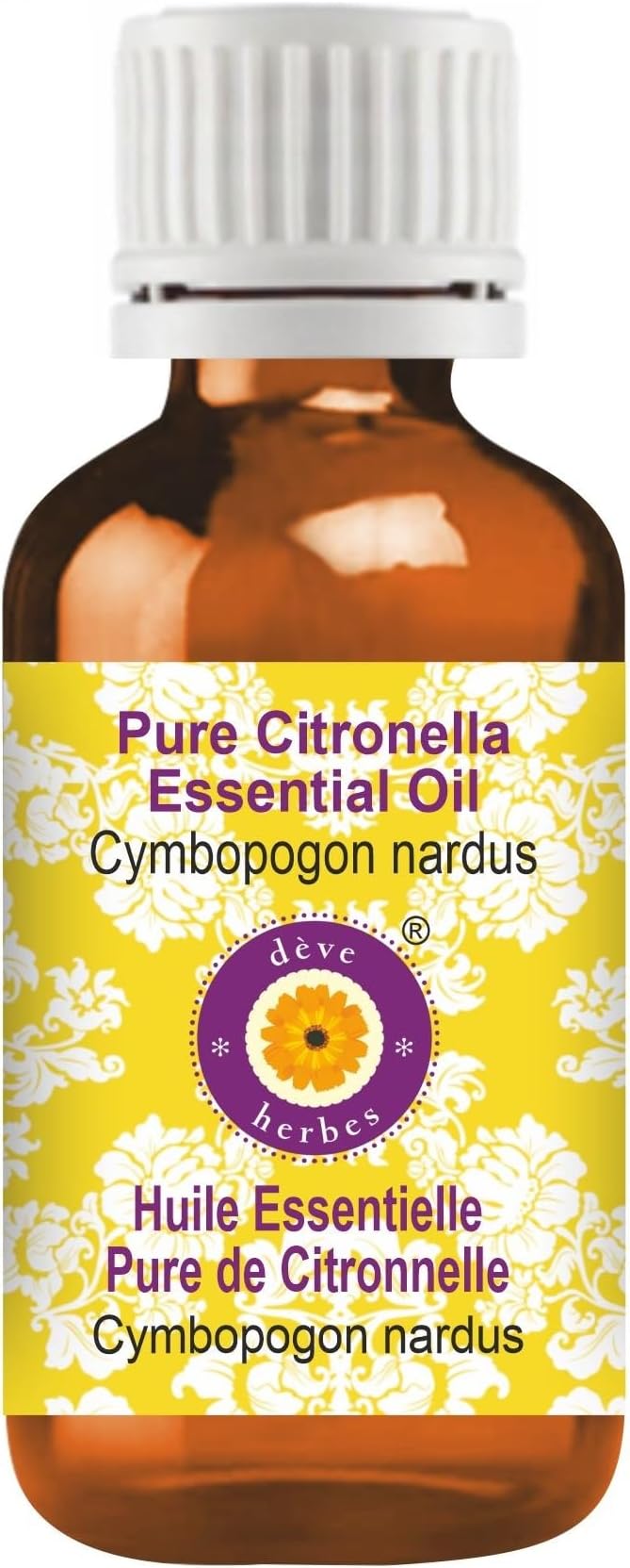 Deve Herbes Pure Citronella Essential Oil (Cymbopogon nardus) Steam Distilled 5ml (0.16 oz)