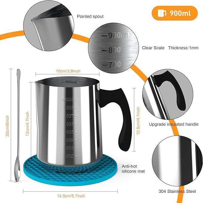 Ohcans Candle Making Kit with Electronic Hot Plate, Candle Making Kit for Adults, DIY Starter Candle Making Supplies, with 900ml Candle Make Pouring Pot, Stirring Spoon, Wicks Holder, Thermometers