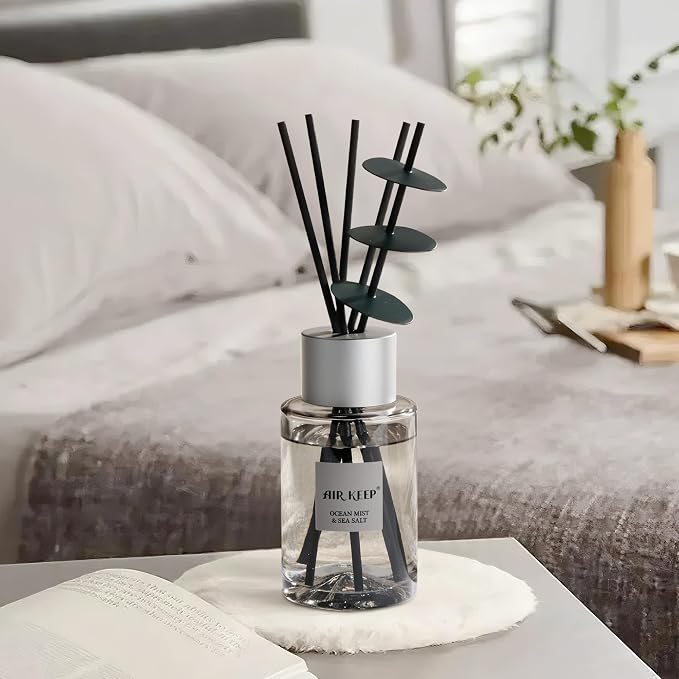 Airkeep Reed Diffuser/Grey Reed Diffuser Set/6.7 oz(200ml)/Ocean Mist&Sea Salt Oil Diffuser & Reed Diffuser Sticks/Home Decor & Office Decor, Fragrance and Gifts