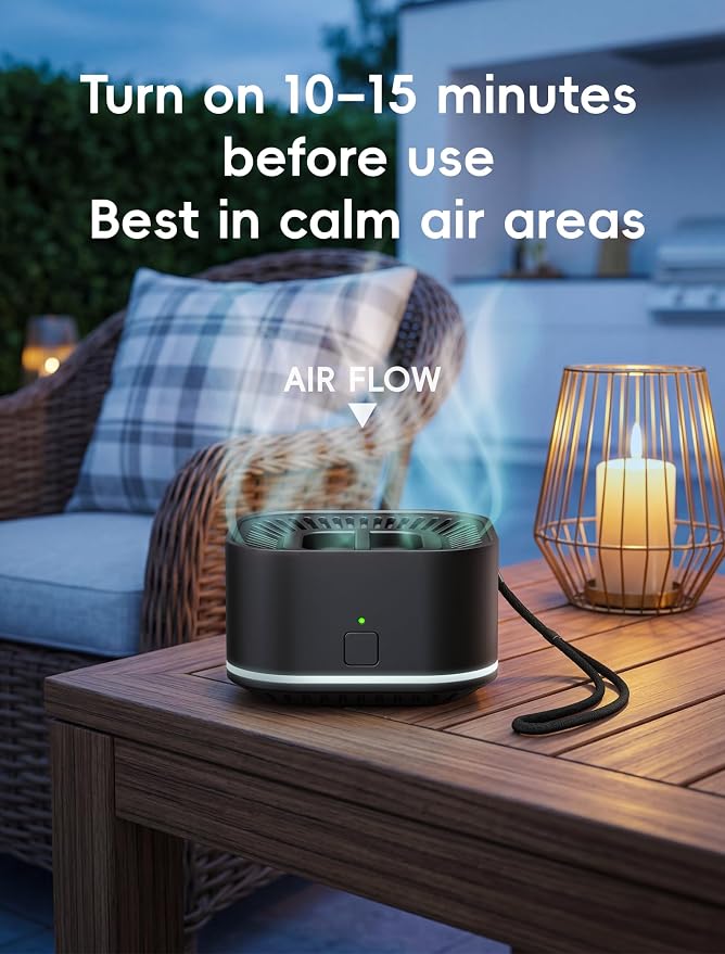 BuggyBands Portable Mosquito Repellent Outdoor Patio & Indoor Rechargeable Electronic Insect Repellent Device | 20 ft Coverage Zone for Camping, Hiking, Backyard | Safe for Kids & Pets | 2 Refills