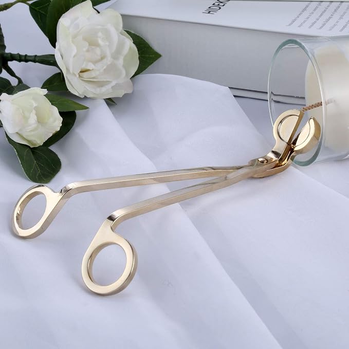MUXSAM Candle Wick Trimmer, Wick Cutter, Steel Candle Scissor, Wick Clipper, Candle Shear Candle Care Tool for Scented Candle Lovers Gifts, Safely Remove Cut Wick Reduce Soot, Gold