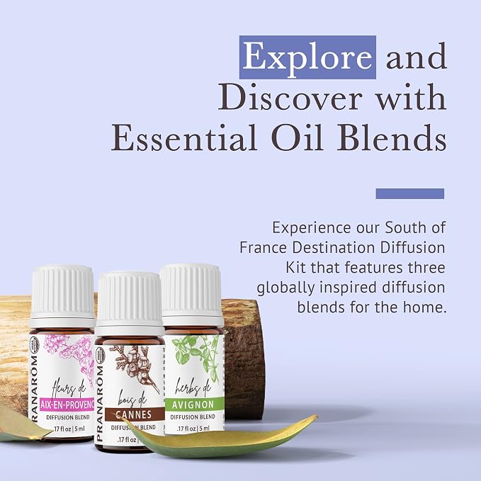 Pranarom - South of France Diffusion Essential Oil Kit (3 - Pack of 5ml) Aix-en-Provence, Cannes, and Avignon - 100% Pure Essential Oil | USDA and ECOCERT Certified Organic