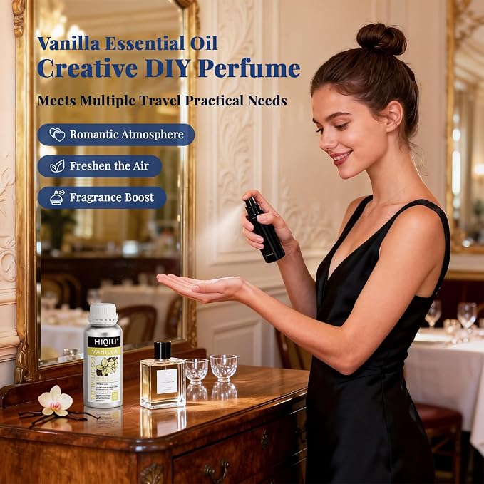 HIQILI 16 Ounces Vanilla Essential Oil, Strong Fragrance for Body Lotion, Candle Making, Soap, Aromatherapy -16 Fl Oz