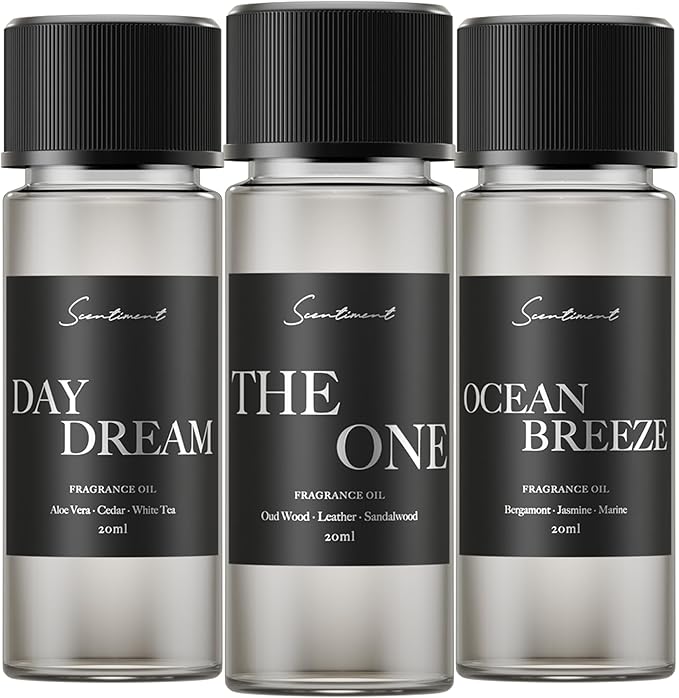 Scentiment Hotel Scents Discovery Set – Day Dream, The One & Ocean Breeze | Fresh, Woody & Marine Fragrance Oils | Luxury Home Scent Kit for Cold Air Diffusers 3 x 0.68 fl oz (20 mL)