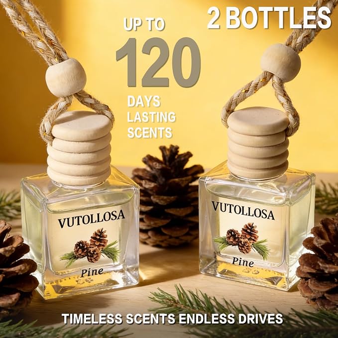 2-Pack Car Air Fresheners, Car Deodorizer, Pine Aroma Air Freshener Long Lasting Hanging Car Air Freshener for Men and Women, Car Scent Diffuser by VUTOLLOSA