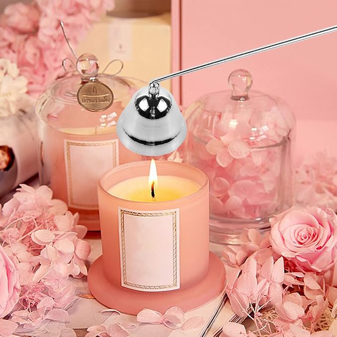 3 in 1 Candle Accessory Set Included Stainless Steel Candle Wick Trimmer,Candle Snuffer,Candle Wick Dipper, Candle Cutter Tool Kit, Silver - 3 Pcs Set