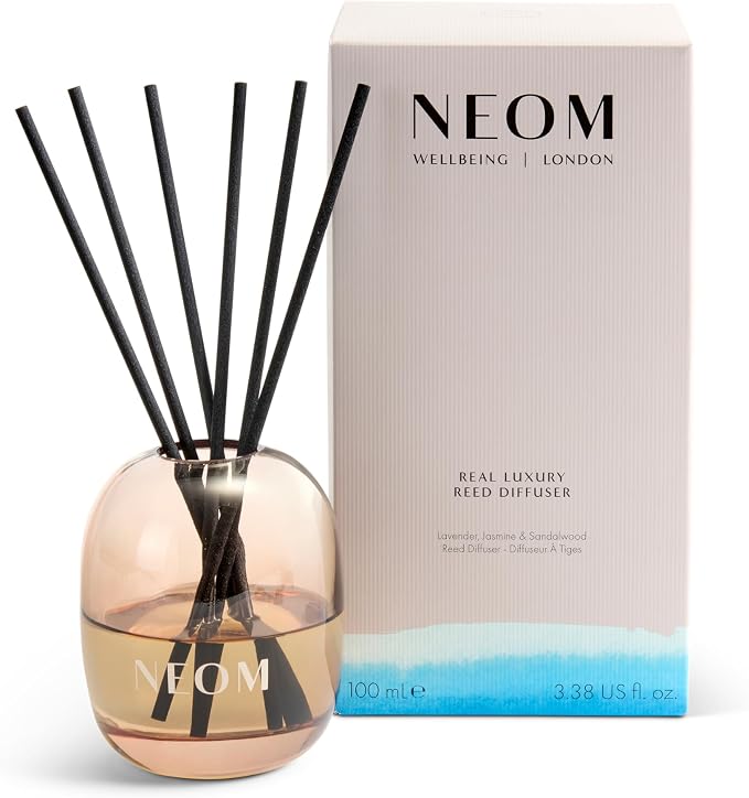 NEOM Real Luxury Reed Diffuser,100ml | Lavender, Jasmine & Sandalwood I 100% Natural Fragrances I Last up to 12 Weeks I Refillable and Reusable