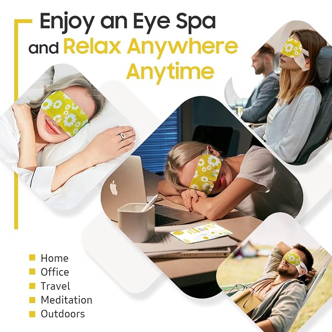 BeHoomi Steam Eye Mask, 10Packs Heated Eye Mask, Self Heating Disposable SPA Warm Compress for Eyes Sleep Mask, Travel Essentials & Relaxation Gifts for Women (Chamomile Scent)
