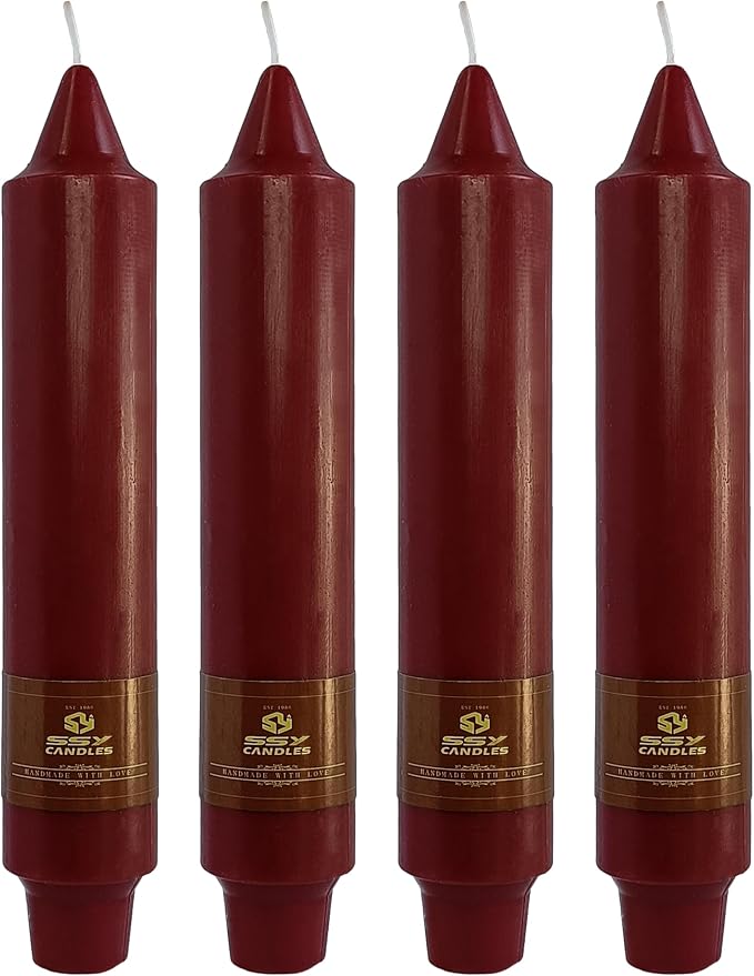 Red Taper Candles Unscented Tapered Candlesticks 7 Inch Dinner Candle 4 PCS Smokeless Candle for Christmas Household Wedding Home Decor