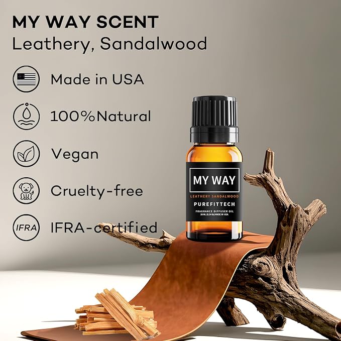 Hotel Diffuser Oil My Way Sandalwood & Leather Scent, Hotel Essential Oils for Home, Office, Spa,2Pack,10mL*2, 0.34 fl oz Hotel Collection Diffuser Oil for Diffusers & Humidifiers，Made in USA