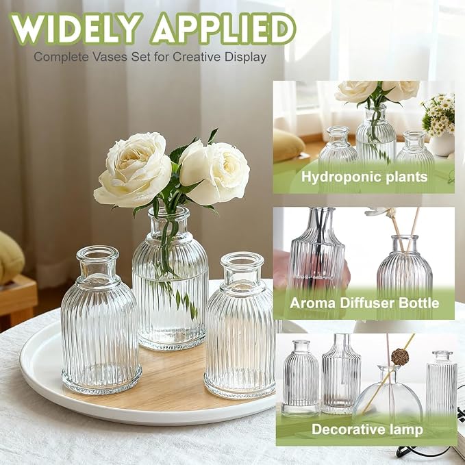Glass Diffuser Bottles 2.9 High 40ml 1.35 Fl Oz Round Aroma Bottles Diffusers Vase Fragrance Accessories Use for DIY Replacement Reed Diffuser Sets Craft Projects Wedding Party