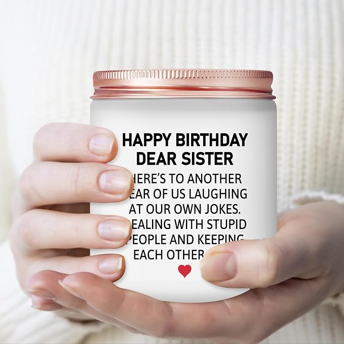 Sister Birthday Gifts from Big Sister - Christmas, Mothers Day Gift for Little Sisters from Brother - Lavender Scented Candle