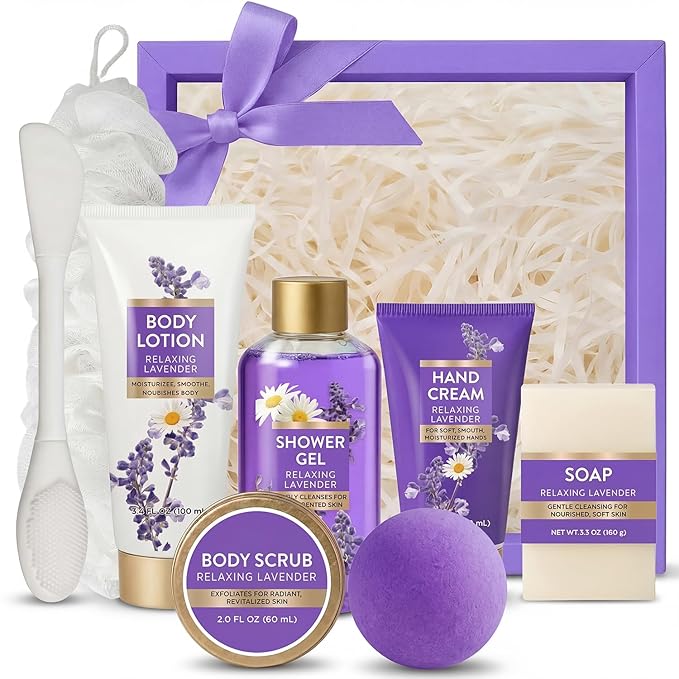 Spa Luxetique Gifts for Women Relaxing Lavender Gift for Womens 8pcs Spa Gift for Women Bath and Body Works Gift Set Birthday Gift for Womens Mom Grandma Wife