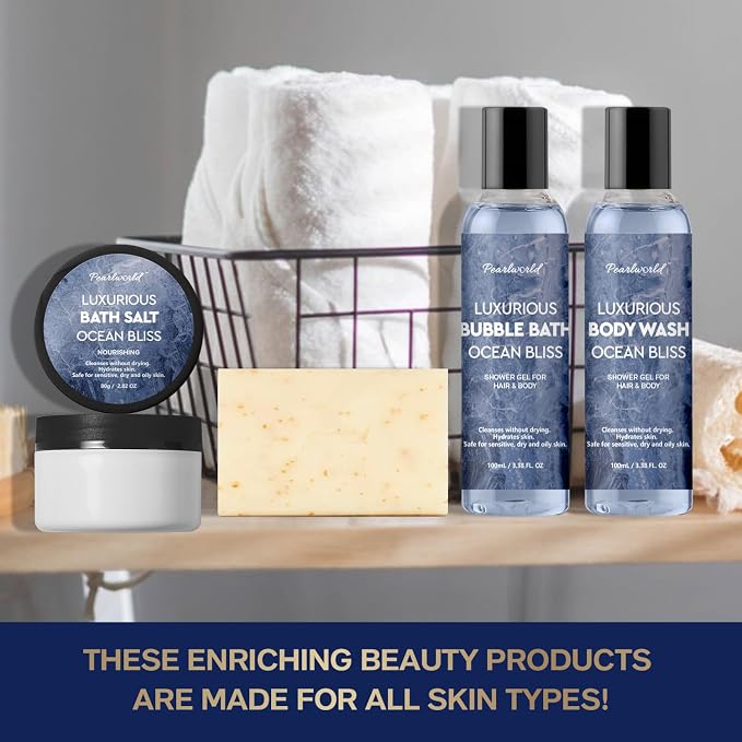 Father's Day Gift 12Pcs Men's Birthday Gift Ideas Ocean-Scented Bath Spa Set - Skin Care Gift Kit for Him, Ideal Men Gifts for Christmas, Self-Care PEARLWORLD