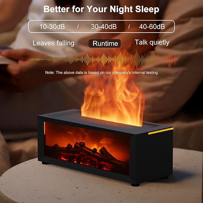 Essential Oil Diffuser, Fireplace Flame Aromatherapy Diffuser with 7 Colors Light, Oil Diffuser, Humidifier, Aroma Diffusers for Home, Office, Yoga, Timer & Waterless Auto Off
