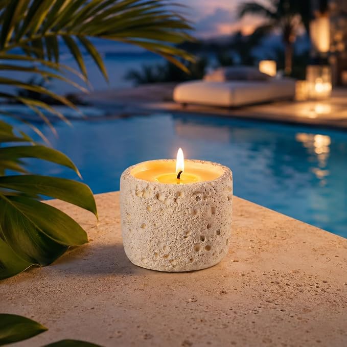 Viyffo 6oz Citronella Candle Outdoor, Small Citronella Candle Indoor, Candles for Home Scented, Non Toxic Soy, Ivory White Ceramic Jar for Patio, Backyard Décor & Camping Gift (12+ Hours Burn)