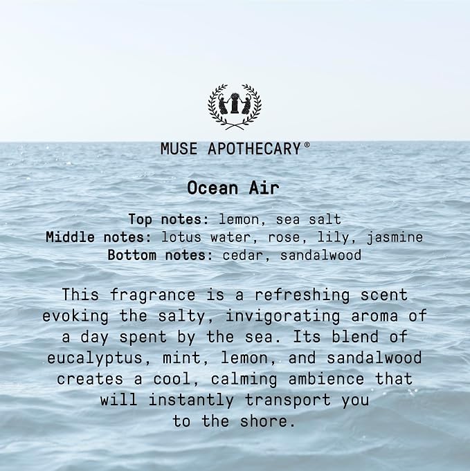 Muse Apothecary Home Ritual Active Odor Eliminator Spray - Furniture Deodorizer Spray & Bathroom Odor Eliminator for Home - Essential Oil Air Freshener - 8oz, Ocean Air
