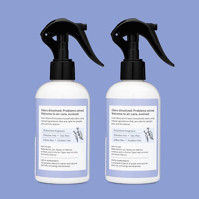 Fresh Wave Lavender Scent Odor Removing Spray, 8 fl. oz. | Pack of 4 | Odor Absorber for Home, Furniture, Fabrics & Trash | Safer Odor Relief