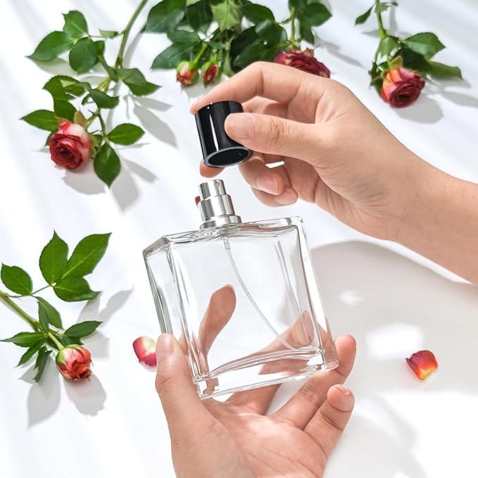 100ml/3.4 Oz Glass Spray Bottle Perfume Atomizer,Empty Refillable Perfume Spray Bottle with 3 Kinds of Dispenser (A4)