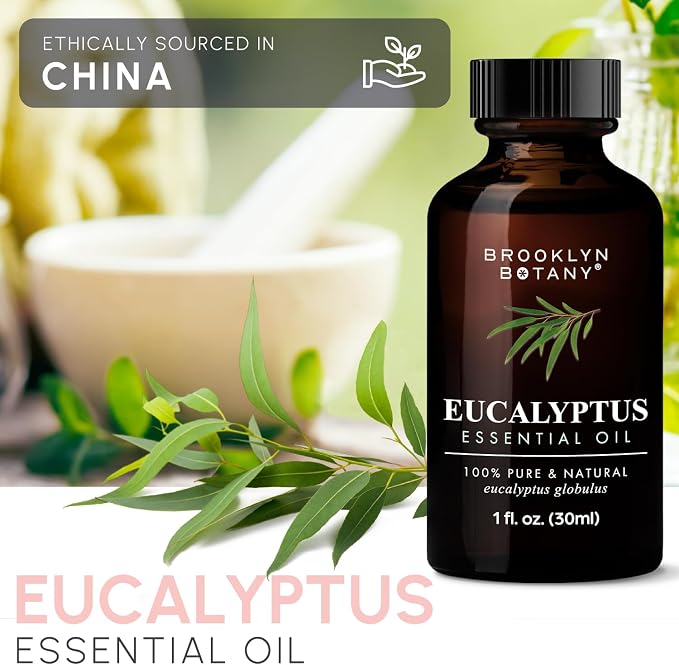 Brooklyn Botany Eucalyptus Essential Oil - 100% Pure and Natural - Premium Grade Oil with Dropper - for Aromatherapy and Diffuser - 1 Fl Oz