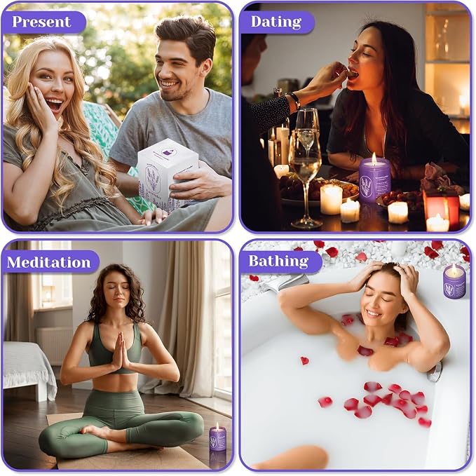 WarmEmbrace Lavender Candles for Home Scented, 30.4 oz Aromatherapy Purple Jar Candles for Women, 160 Hour Long-Lasting Burn Scented Candles for Birthday - 4 Pack